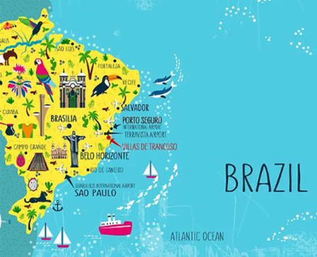 A map of brazil with the words " brazi " written in it.